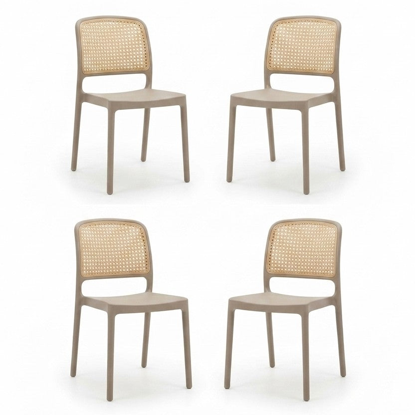 Set de 4 Sillas Texas, Color Taupe y Beige, con Espaldar Transpirable