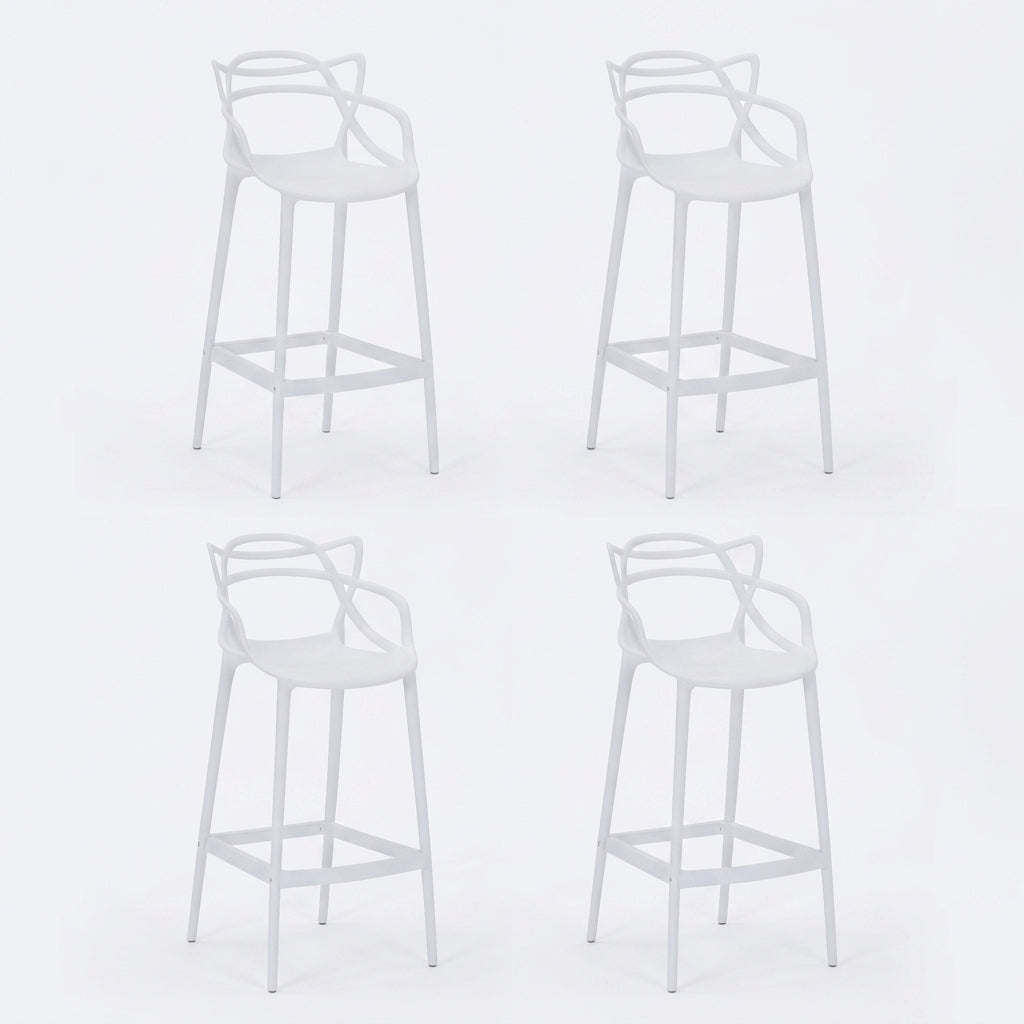 Set de 4 Sillas para Bar Palermo, Blanco, con Reposa Pies Doble Propósito