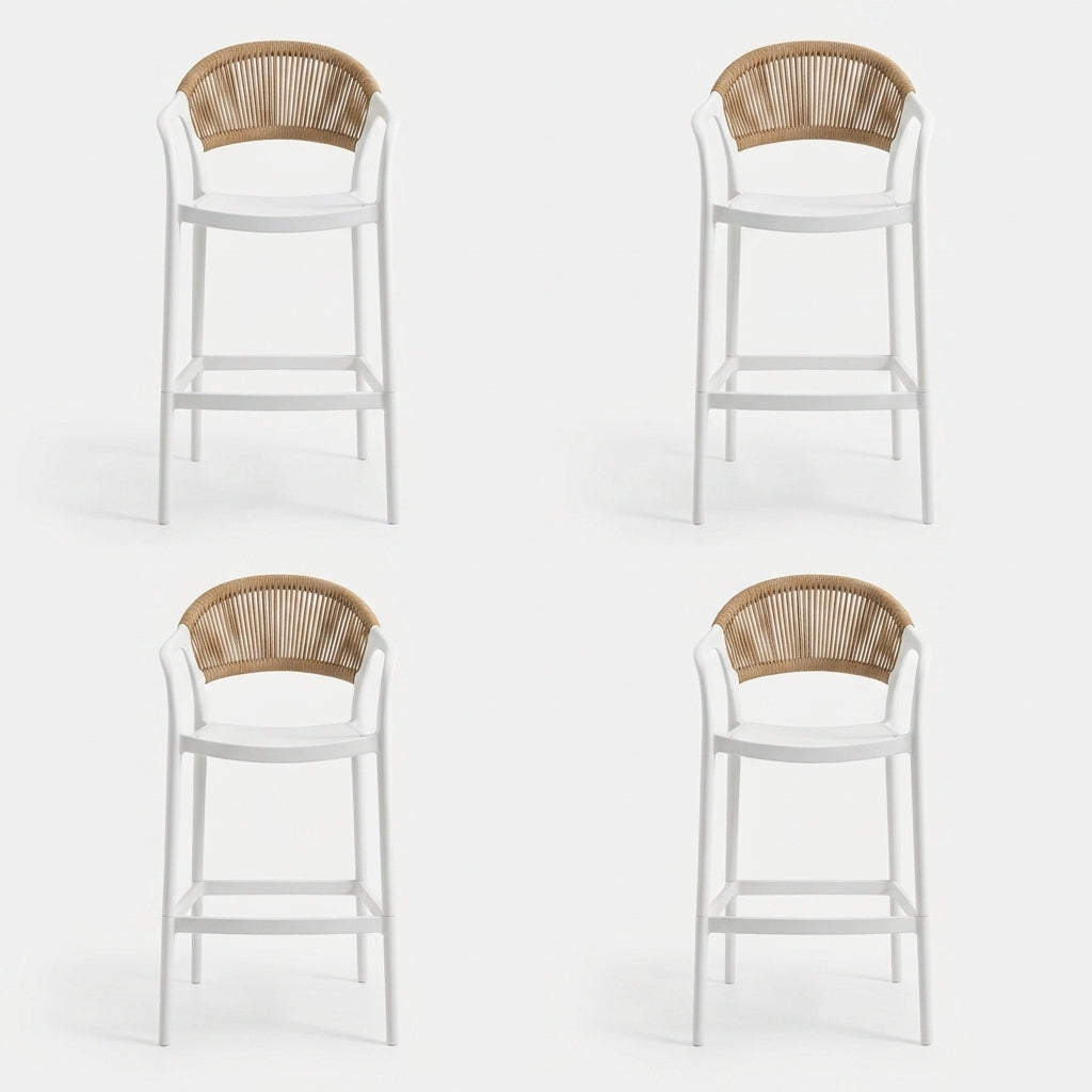 Set de 4 Sillas para Bar Balí, Blanco, Doble propósito con Reposa Pies