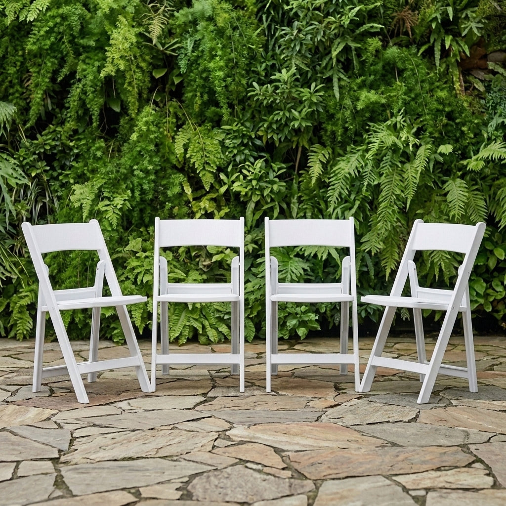 Set de 4 Sillas Plegables Erin, Blanco, Diseño Práctico y Funcional