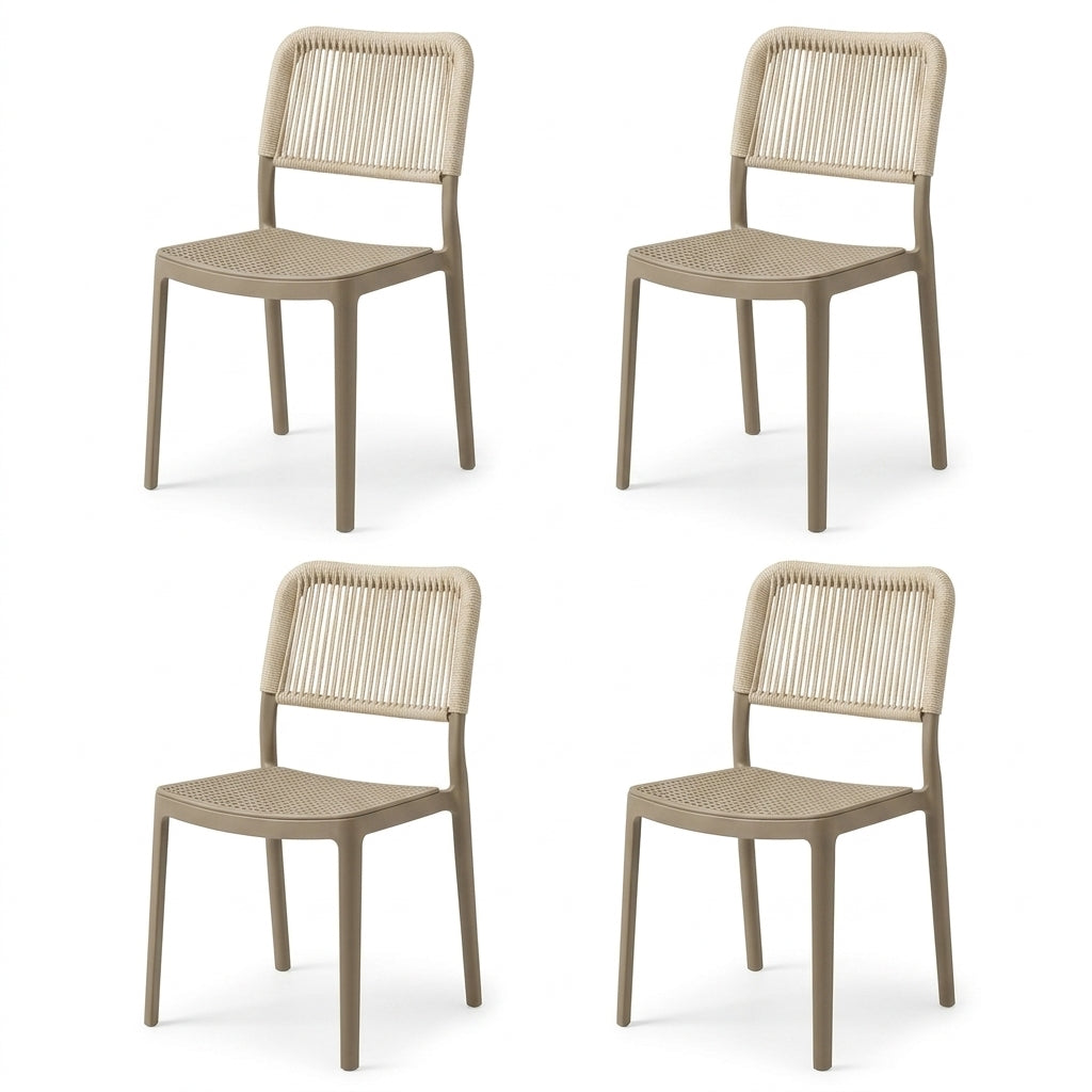 Set de 4 Sillas Austin, Color Taupe, con Espaldar Tejido