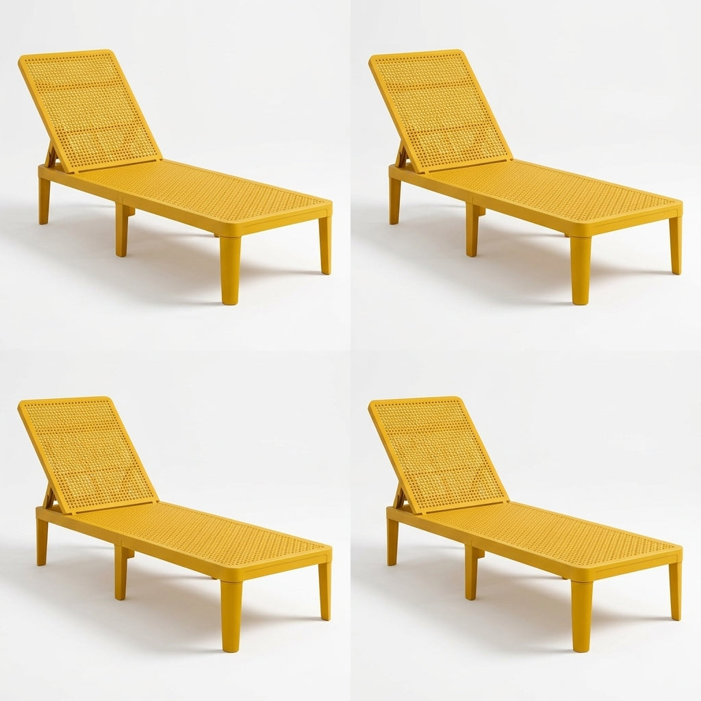 Set de 4 Camas Asoleadoras Delhi, Amarillo, Diseño Minimalista