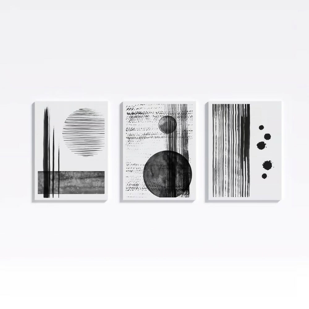 Cuadros Decorativos Triptico Black Modern 37x50