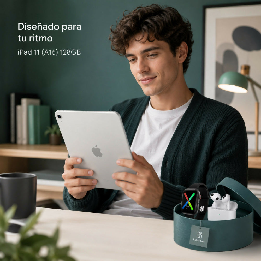 Tablet Apple IPad 11 Pulgadas 128gb A16 + Obsequio Smartwatch Y Audífonos Plateado