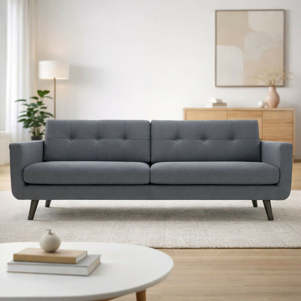 Sofa Deluxe 2 Puestos Tela Gris Oscuro