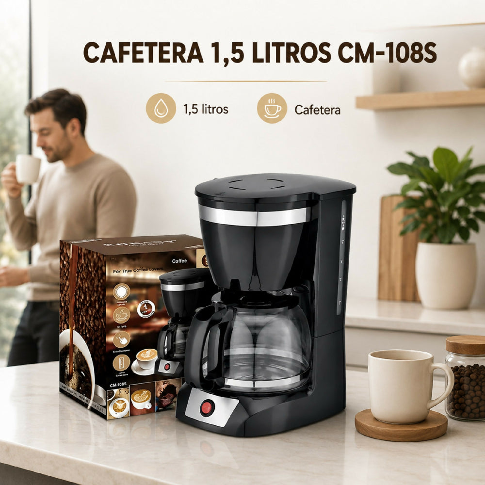 Cafetera Electrica Anti Goteo 1.5 Litros CM-108S Maquina De Cafe