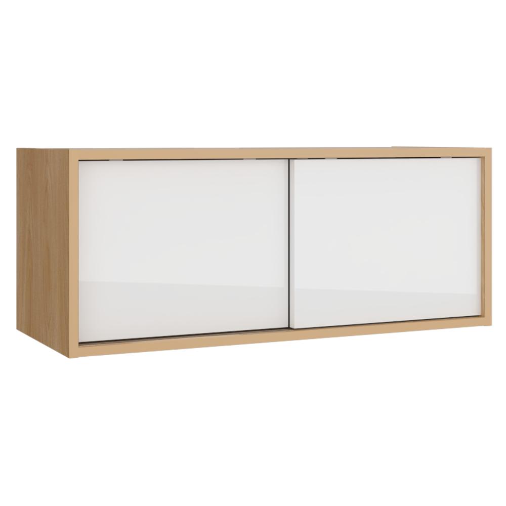 Gabinete Auxiliar Tanix, Fresno Europeo y Blanco, con Dos Puertas Corredizas