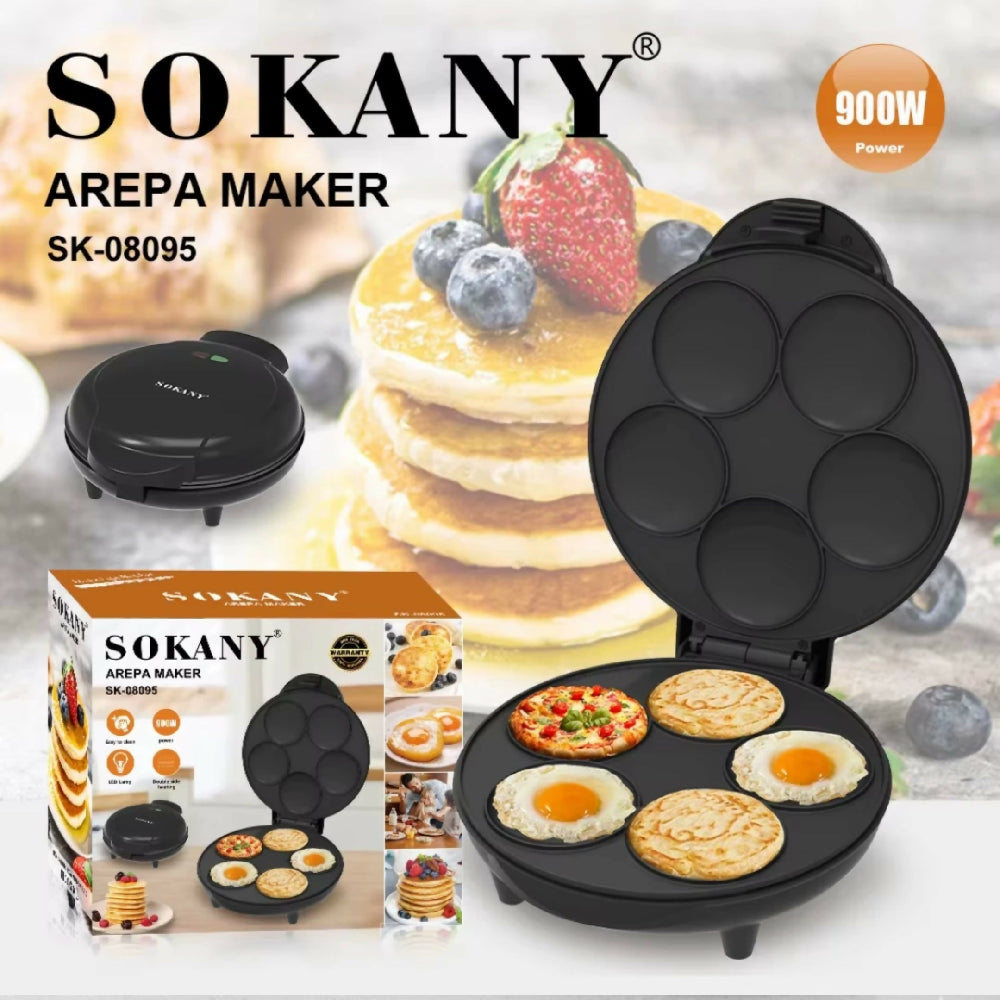 Máquina Para Pancakes Sokany SK-08095 Con Placa Antiadherente Y Cocción Rápida