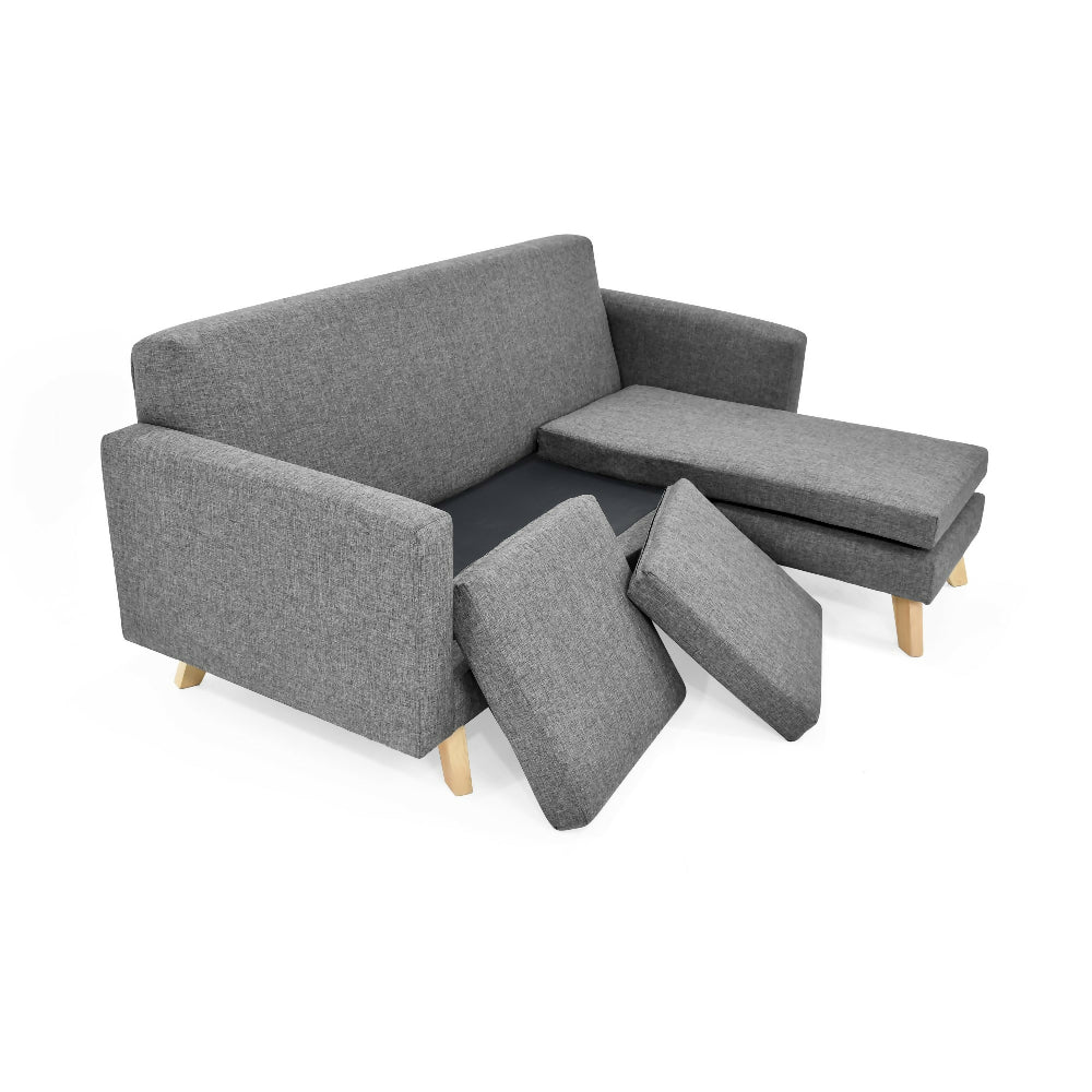 Sala en L Burdeos 192x140x82 Tela Gris
