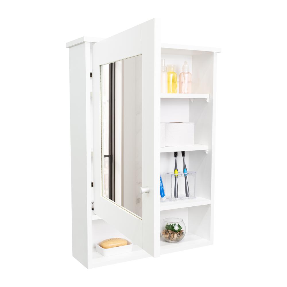 Gabinete de Baño Egeo, Blanco Duqueza, con Puerta Espejo y Tres Entrepaños Para Ubicar Objetos ZF