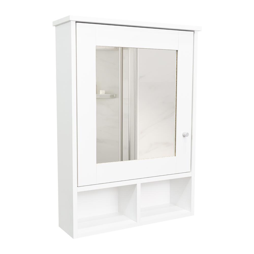 Gabinete de Baño Egeo, Blanco Duqueza, con Puerta Espejo y Tres Entrepaños para Ubicar Objetos ZF