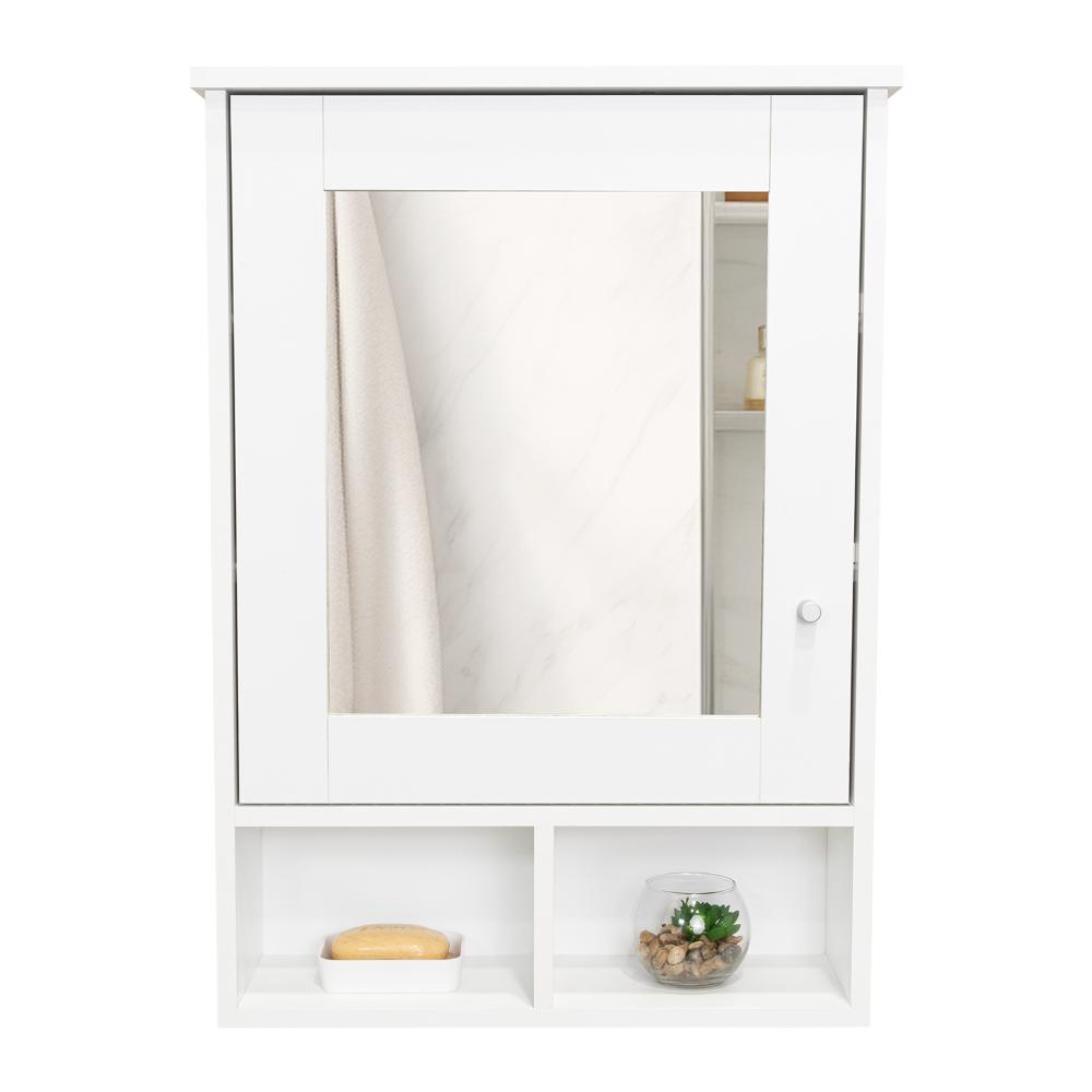 Gabinete de Baño Egeo, Blanco Duqueza, con Puerta Espejo y Tres Entrepaños para Ubicar Objetos ZF