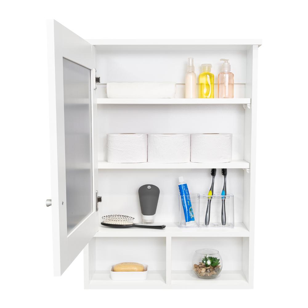 Gabinete de Baño Egeo, Blanco Duqueza, con Puerta Espejo y Tres Entrepaños para Ubicar Objetos ZF