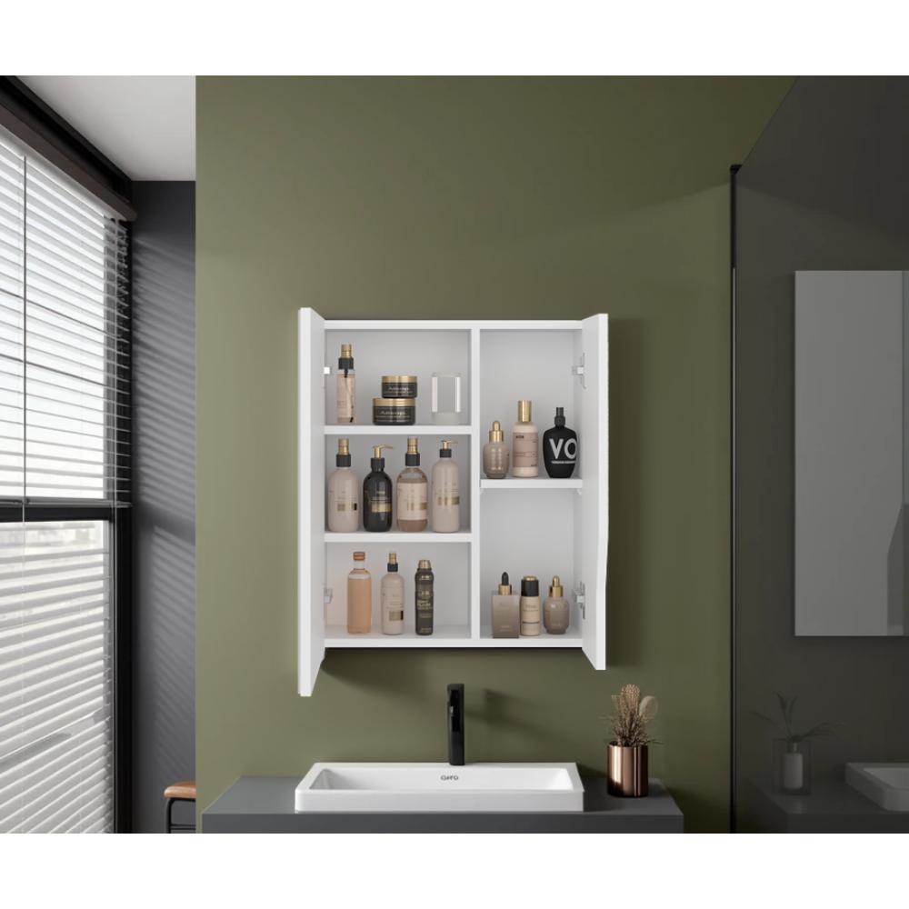 Gabinete de Baño Tuina, Blanco, Con espejo y con espacio para guardar objetos de aseo personales ZF