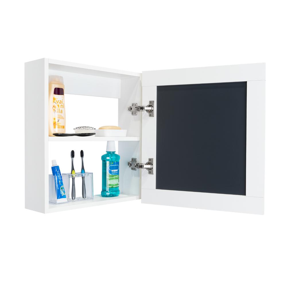 Gabinete de Baño Heston, Blanco, con Espejo y Dos Entrepaños