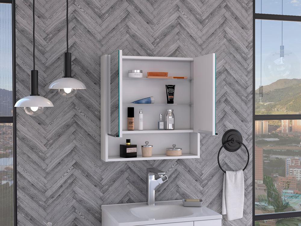 Armario De Baño Con Espejo Redondo Montado En Pared - 60/70 Cm, Puertas Deslizantes De Madera, Organizador Y Decoración Elegante