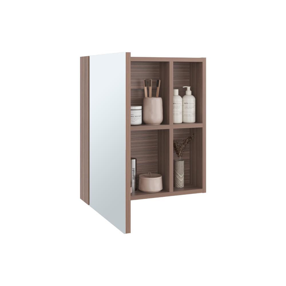 Gabinete de Baño Labell, Avellana, con Puerta Espejo y Entrepaños X2