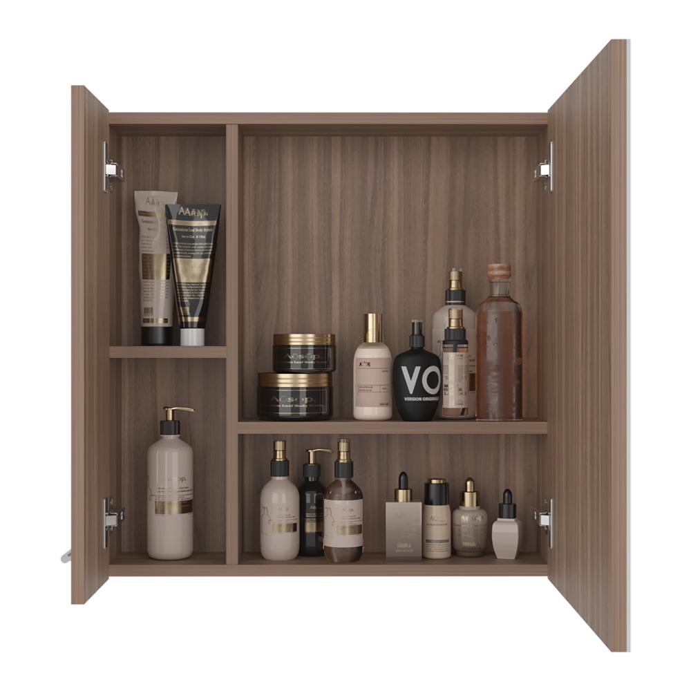 Gabinete de Baño Apolis, Avellana, con Puerta Espejo y Dos Entrepaños para Ubicar Múltiples Objetos X2