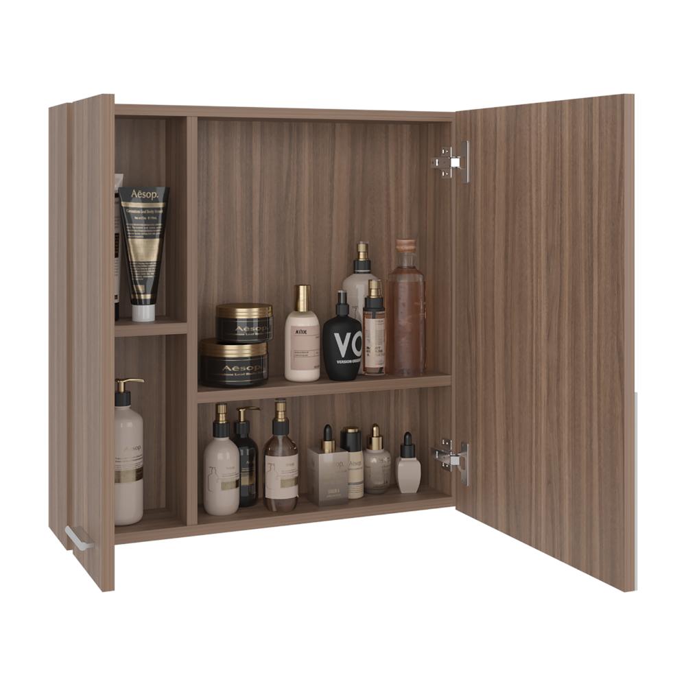 Gabinete de Baño Apolis, Avellana, con Puerta Espejo y Dos Entrepaños para Ubicar Múltiples Objetos X2
