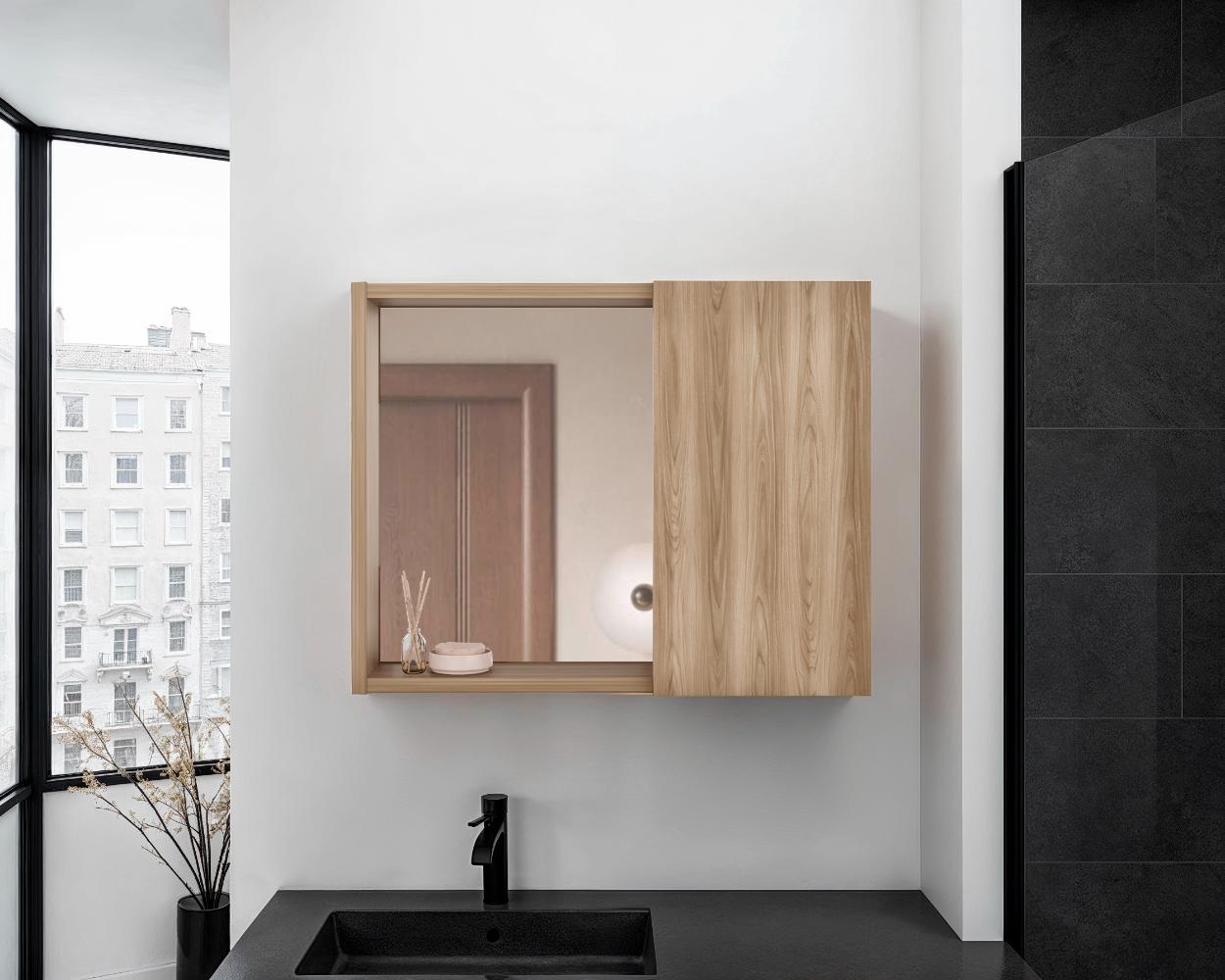 Gabinete de Baño Alessi, Fresno Europeo, con Especio para Guardar Objetos de Aseo Personal