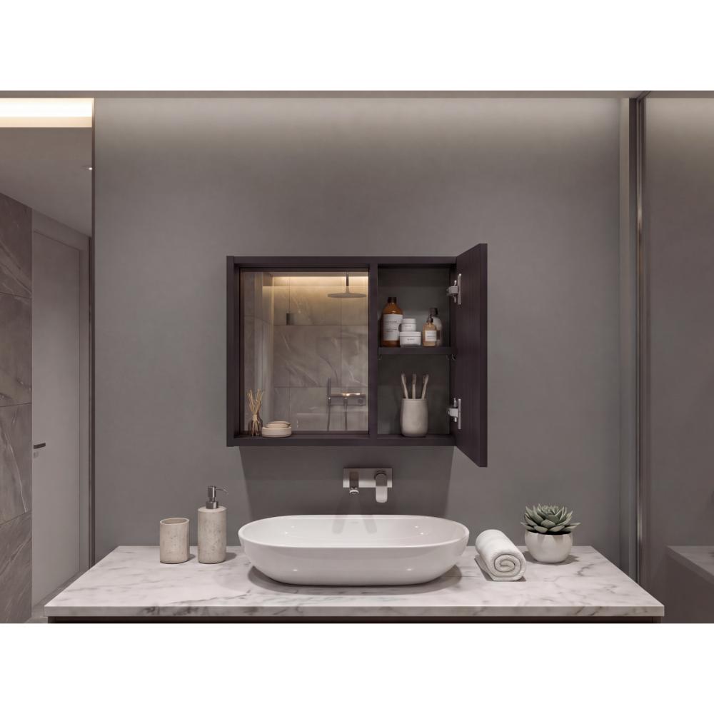 Gabinete de Baño Alessi, Wengue, con espacio para guardar objetos de aseo personal ZF