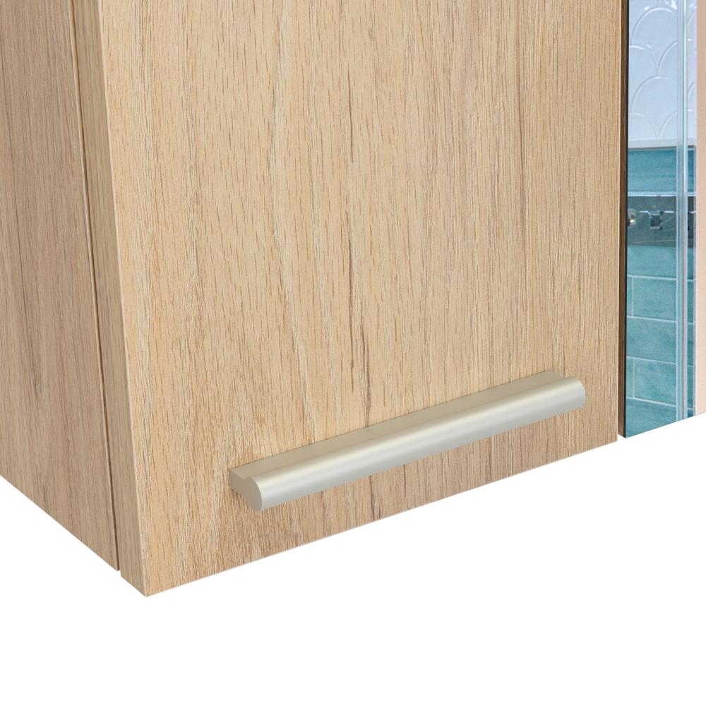 Set de 2 Gabinetes de Baño Barents, Beige, con Espejo Biselado de Buen Tamaño y Varios Entrepaños