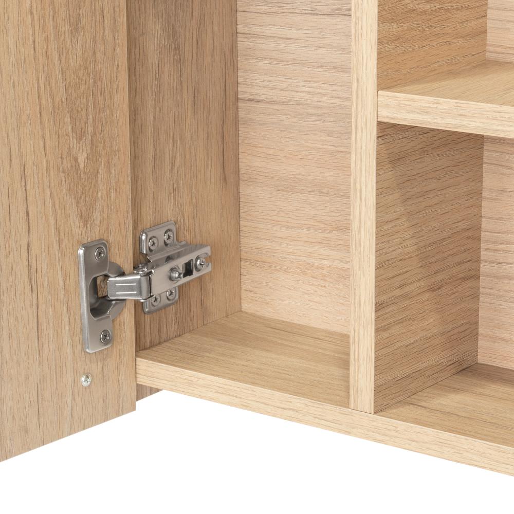 Set de 2 Gabinetes de Baño Barents, Beige, con Espejo Biselado de Buen Tamaño y Varios Entrepaños