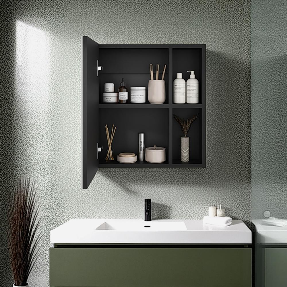 Gabinete de Baño Labell, Wengue, con Puerta Espejo y Entrepaños