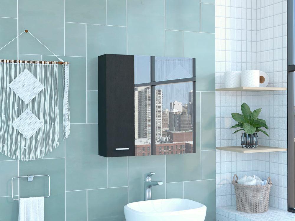 Set de 2 Gabinetes de Baño Depp, Wengue, con Puerta Espejo Biselado y Dos Entrepaños ZF