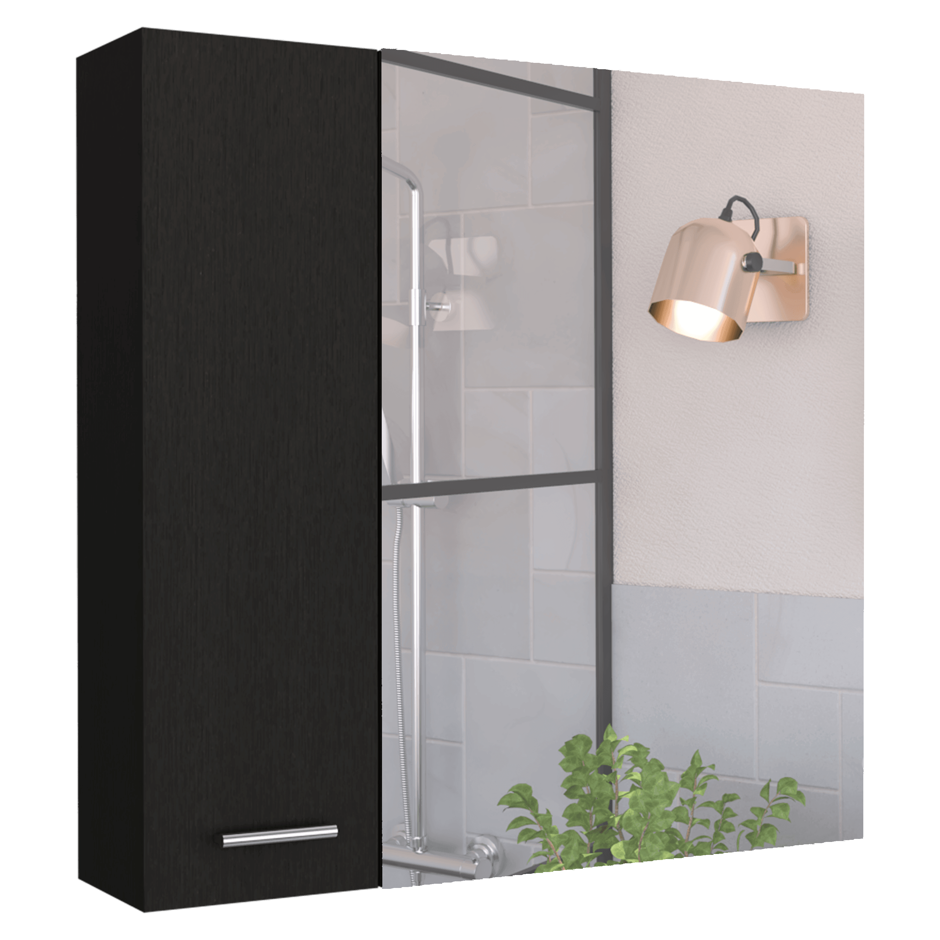 Set de 2 Gabinetes de Baño Depp, Wengue, con Puerta Espejo Biselado y Dos Entrepaños ZF
