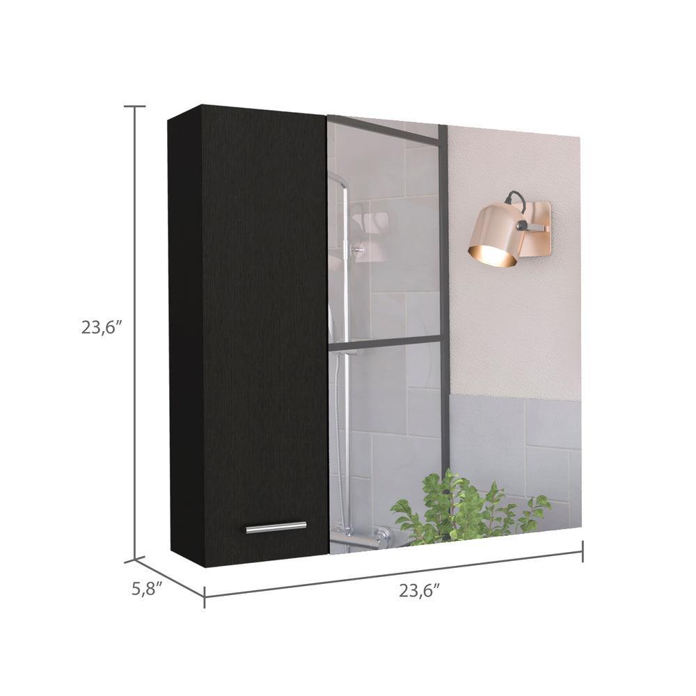 Set de 2 Gabinetes de Baño Depp, Wengue, con Puerta Espejo Biselado y Dos Entrepaños ZF