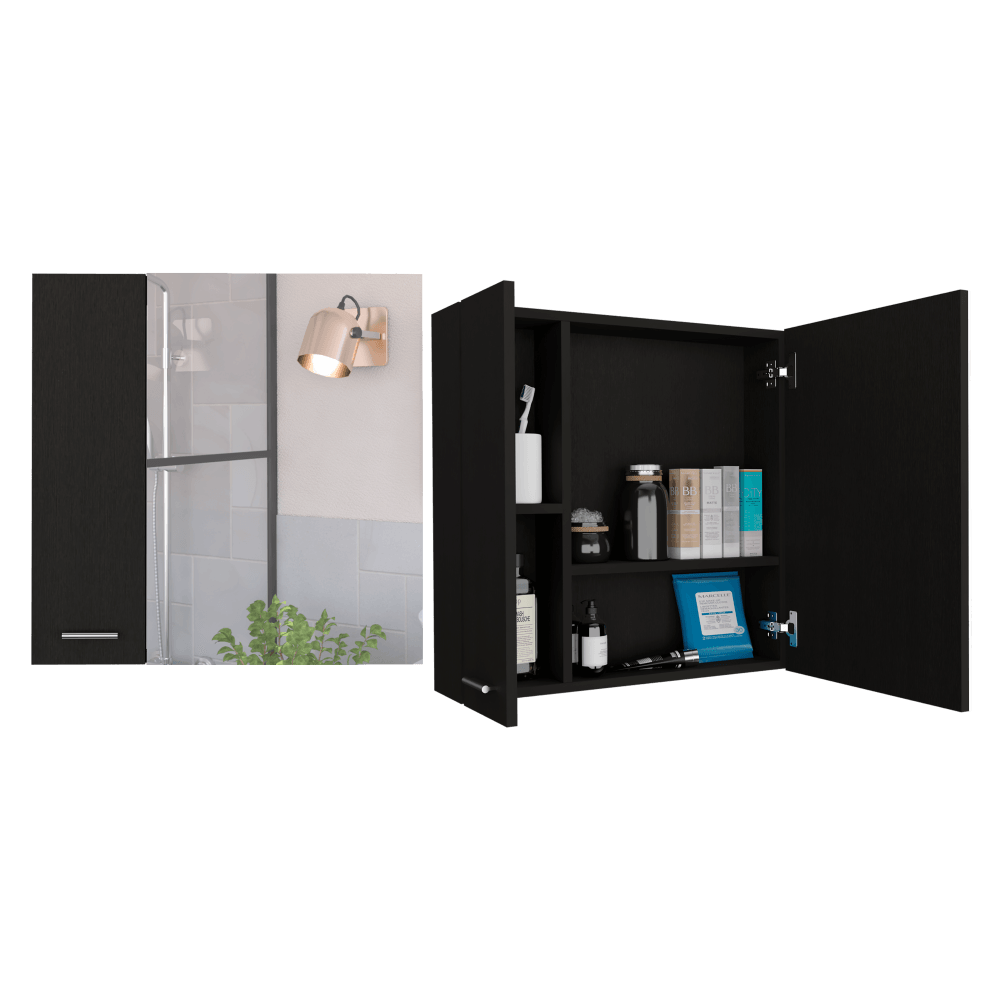 Set de 2 Gabinetes de Baño Depp, Wengue, con Puerta Espejo Biselado y Dos Entrepaños ZF