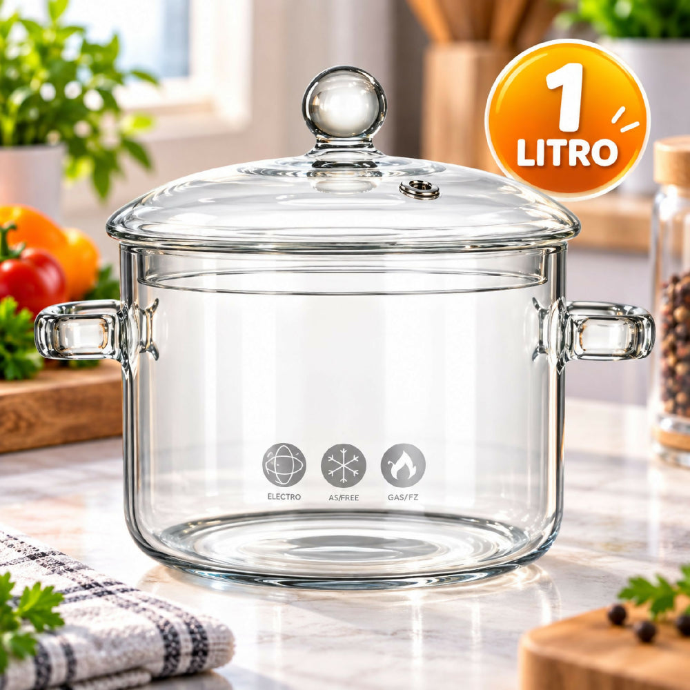 Olla De Vidrio Borosilicato Resistente Al Calor Diseño Elegante Y Alta Durabilidad 
