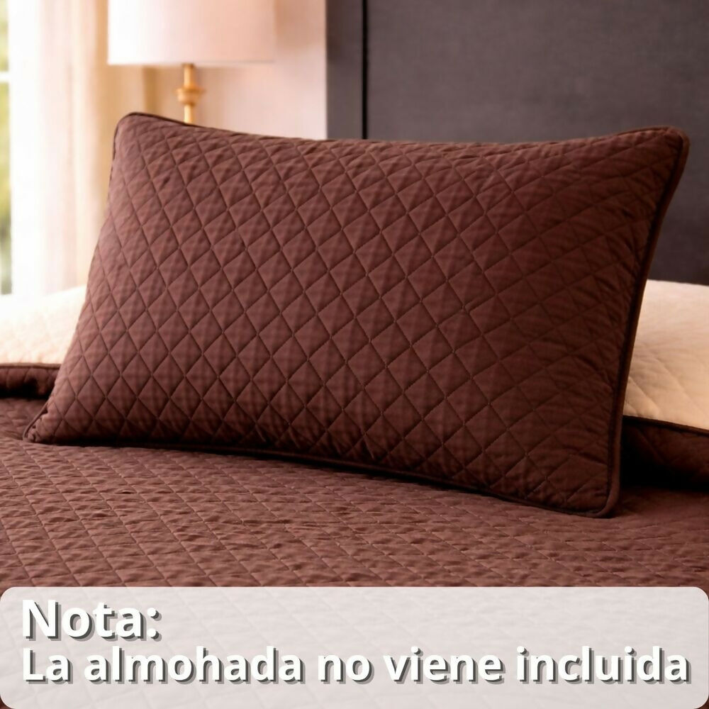 Colcha doble doble faz café beige