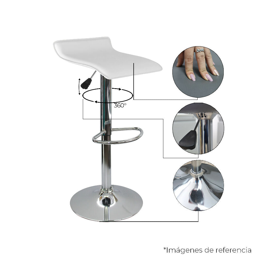 Silla Tapizada Lisa Tipo Bar - Blanca