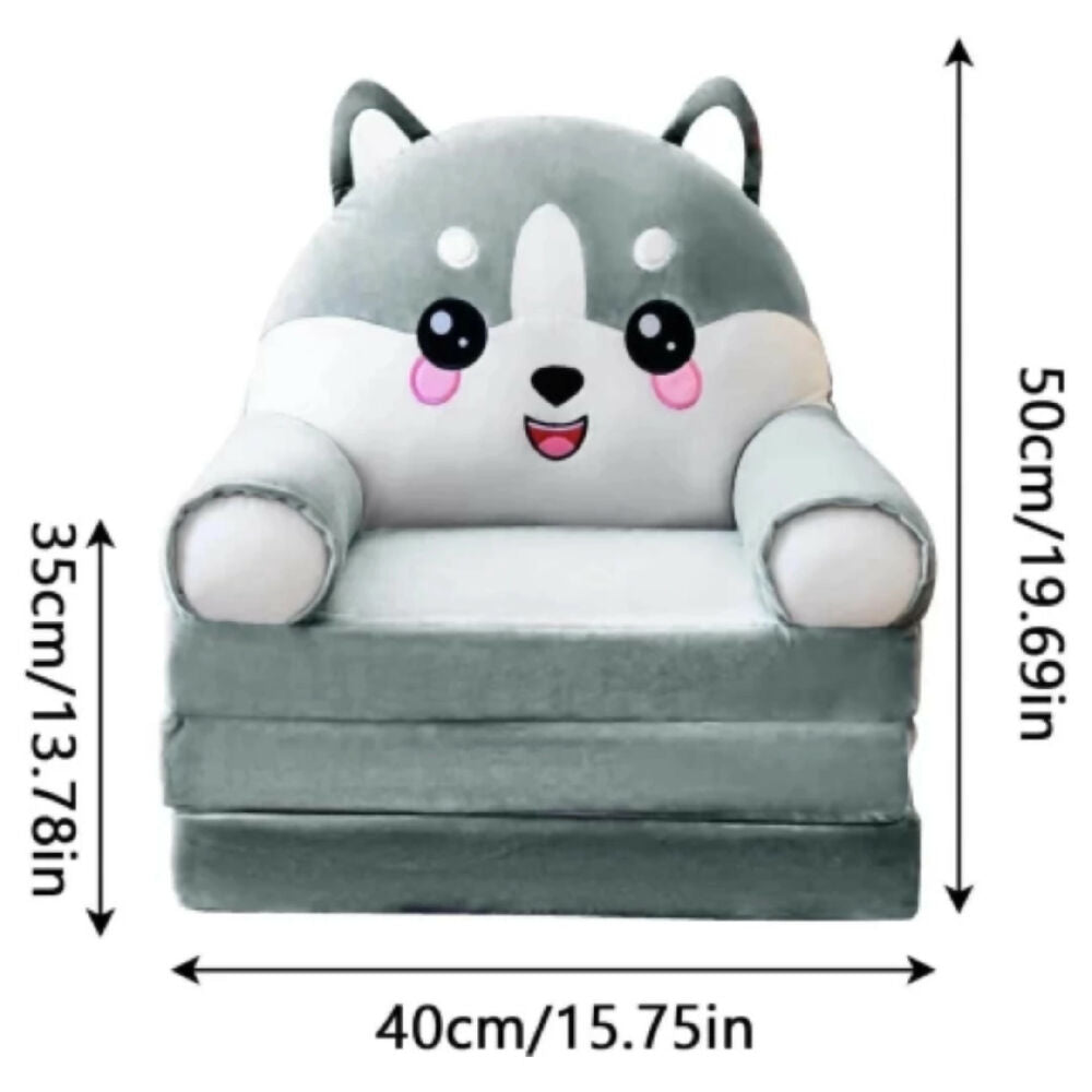 Sofá Cama Plegable Para Niños Diseño Lobo Acolchado Y Cómodo