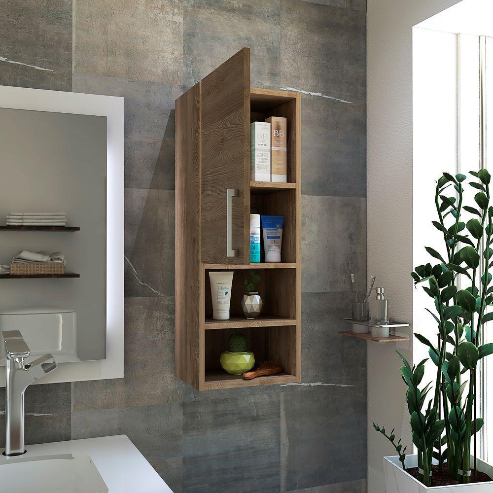 Set de 2 Gabinetes de Baño Apolis, Fresno Europeo, con Espacio para Guardar Objetos de Aseo Personal