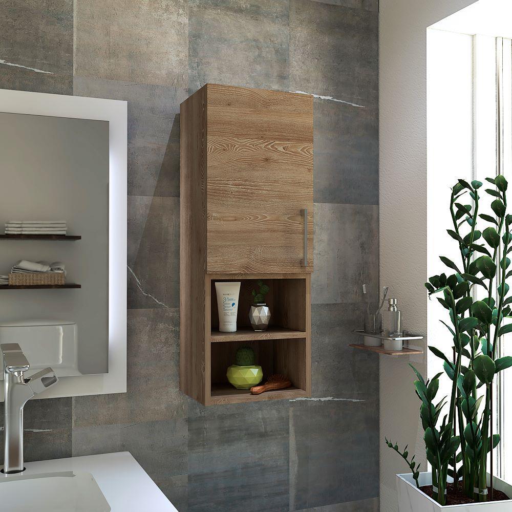 Set de 2 Gabinetes de Baño Apolis, Fresno Europeo, con Espacio para Guardar Objetos de Aseo Personal