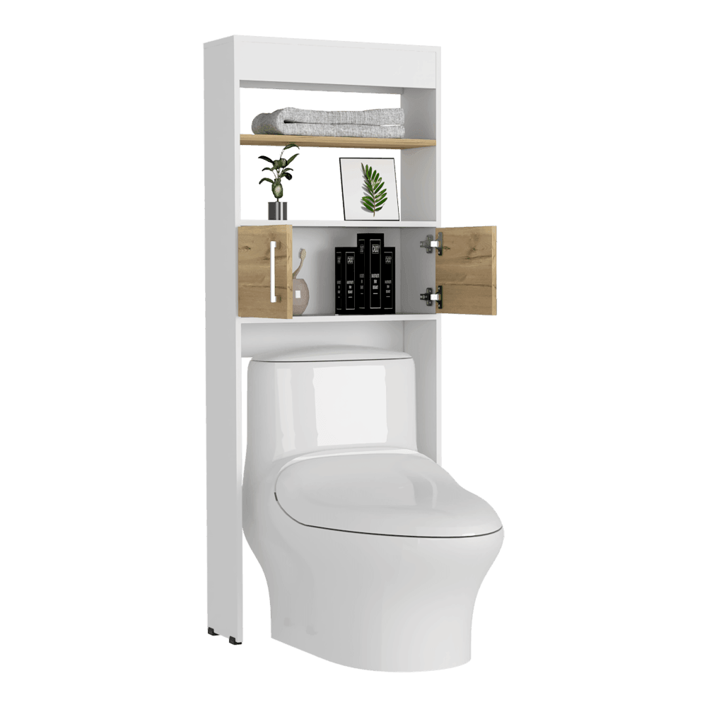 Gabinete de Baño Aqua 5, Café Claro y Blanco Duqueza , con Dos Puertas Para Su Almacenamiento X2