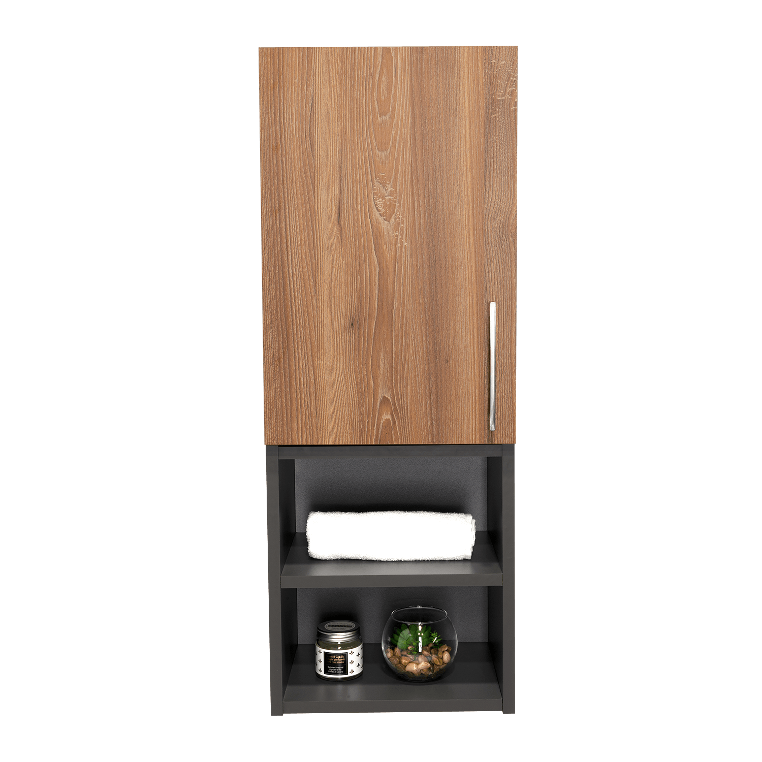 Gabinete de Baño Oporto, Miel y Plata Oscuro, con espacio para guardar objetos de aseo personal X2