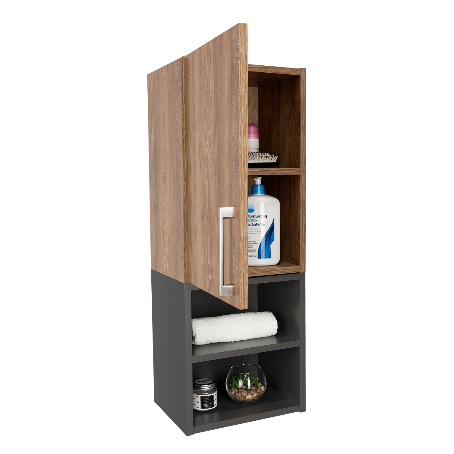 Gabinete de Baño Oporto, Miel y Plata Oscuro, con espacio para guardar objetos de aseo personal X2