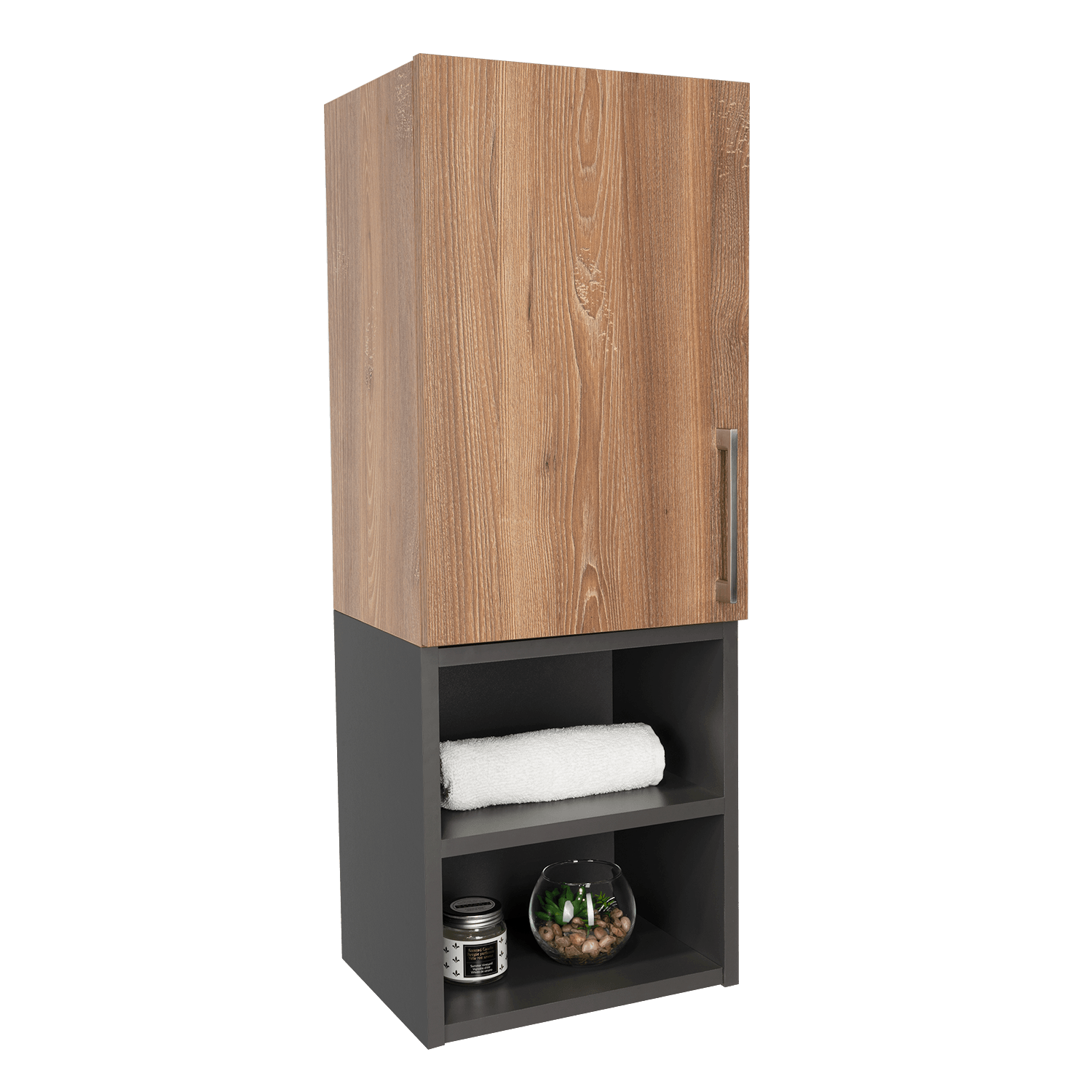 Gabinete de Baño Oporto, Miel y Plata Oscuro, con espacio para guardar objetos de aseo personal X2