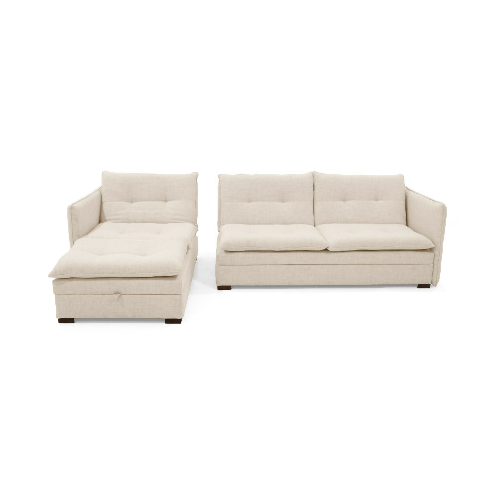 Sofa Cama en L Napoles 269x146x80 Con Baul Derecho Tapizado Trigo