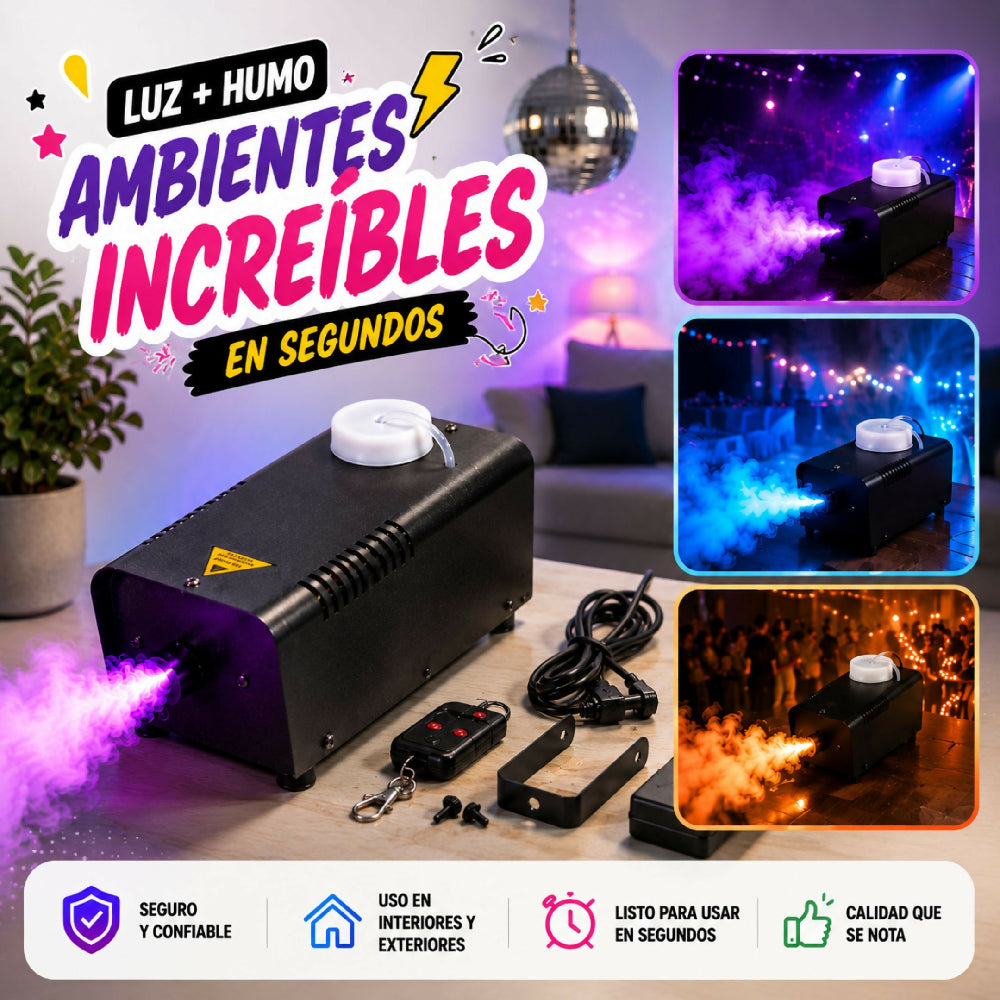 Proyector De Luces Y Máquina De Humo 600W Diseño Compacto Para Eventos Y Discoteca