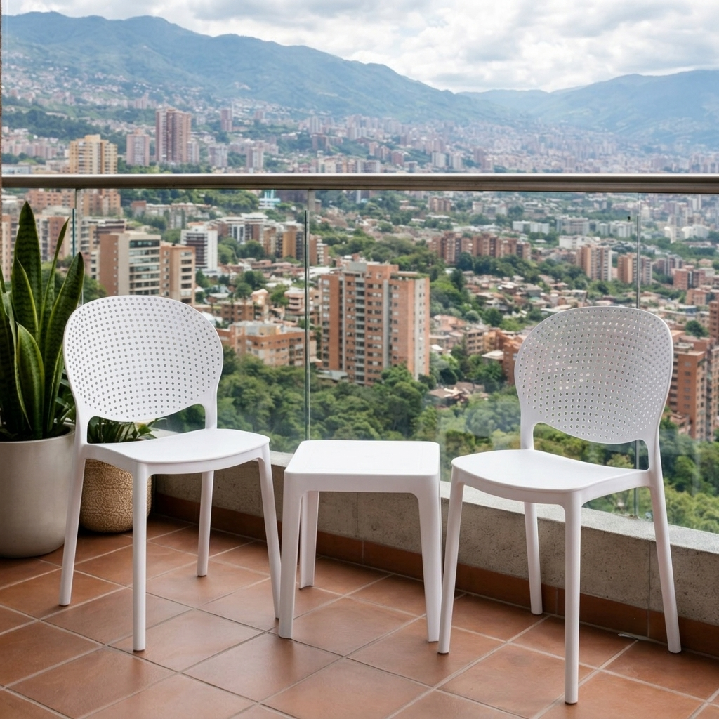 Silla Florida, Color Blanco, con Espaldar y Diseño Moderno X4