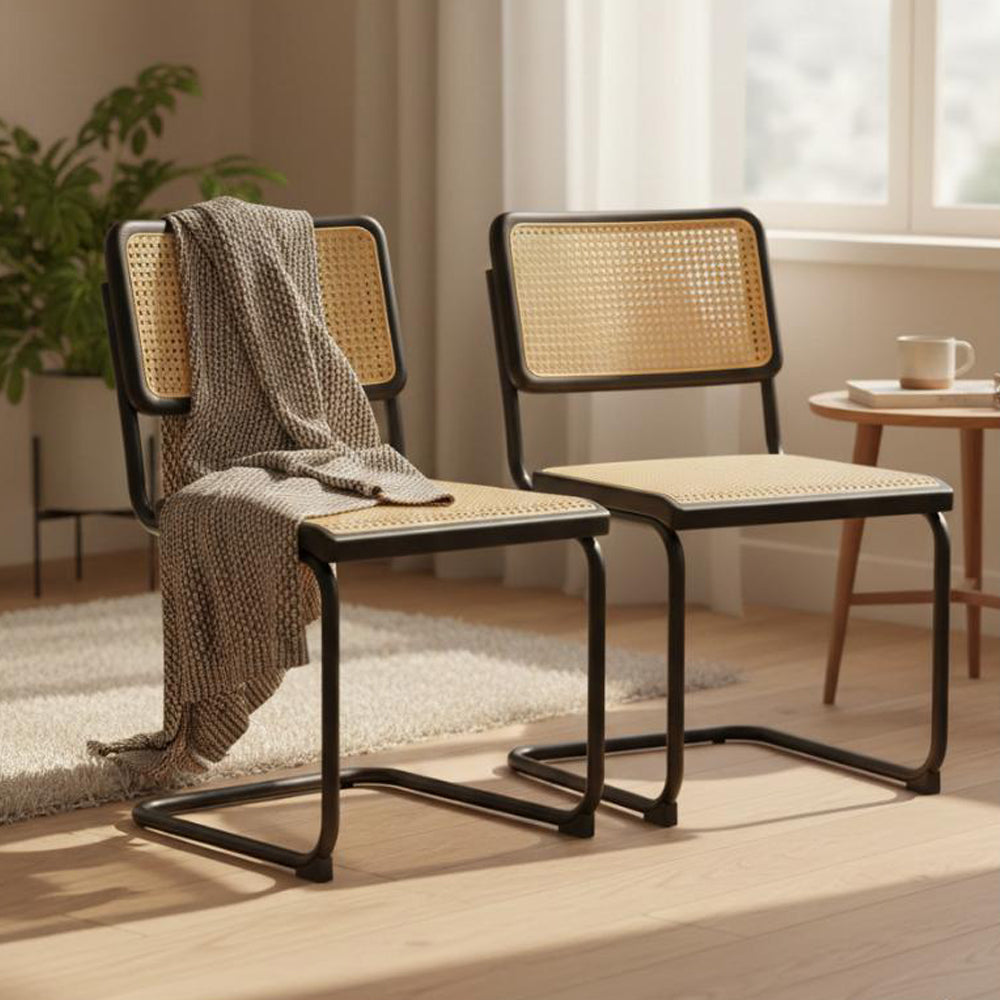 Silla Vintage, Negro y Beige, con Espaldar Transpirable y Diseño Retro