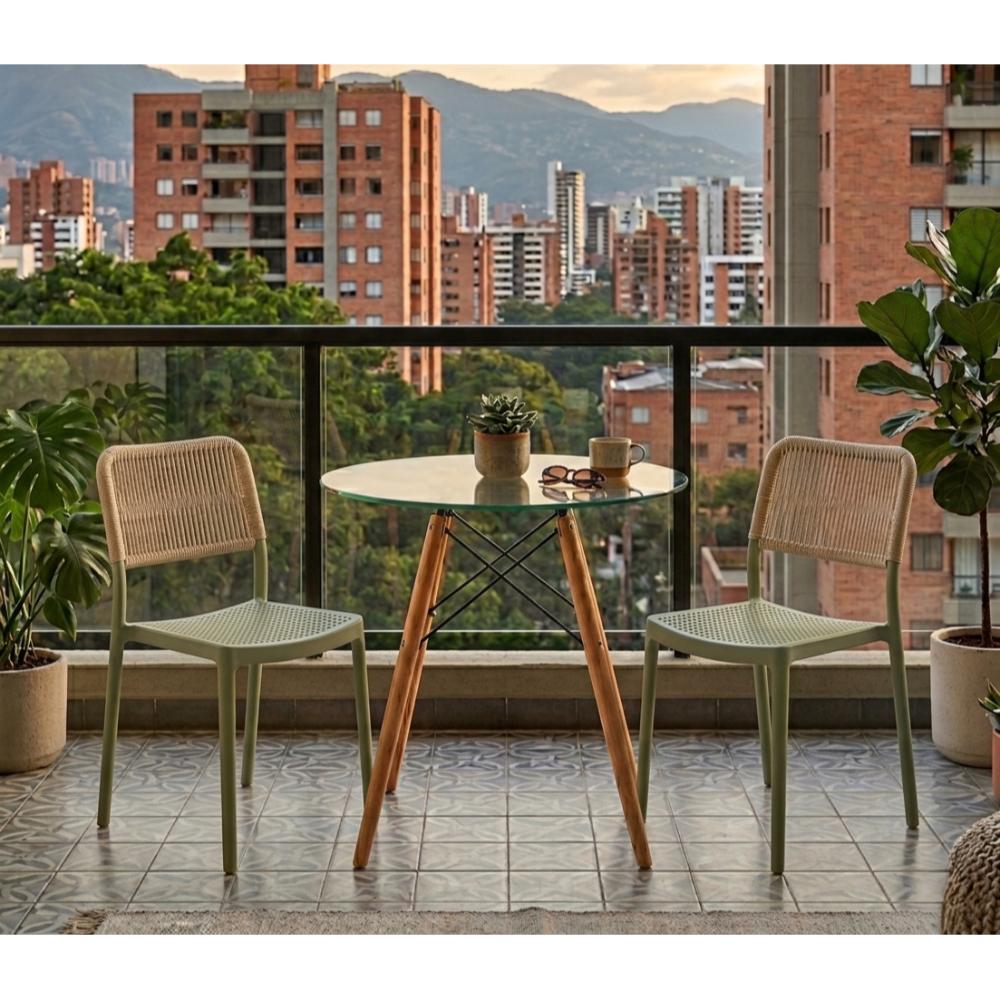Silla Austin, Color Verde Olivo, con Espaldar Tejido