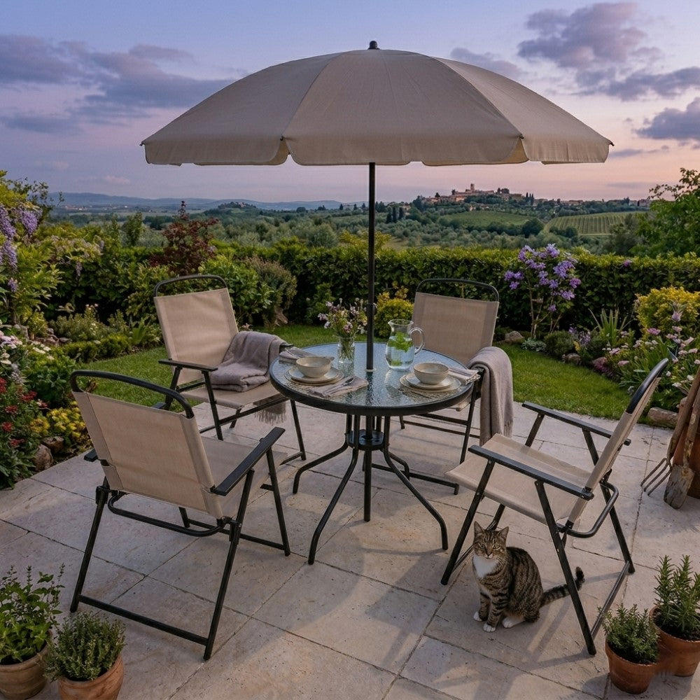 Sala de Terraza Jardin, Beige, Incluye Sombrilla