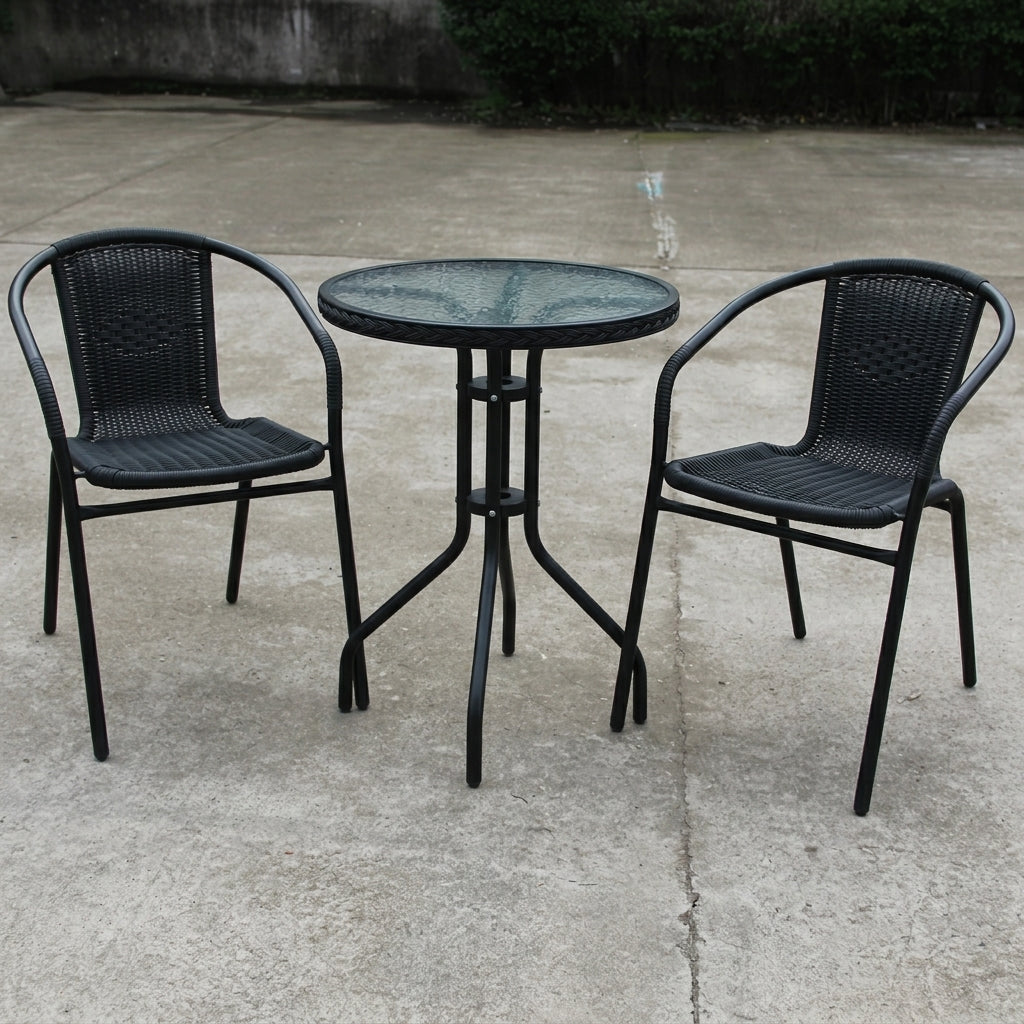 Juego de Terraza Rattan Manila, Color Negro