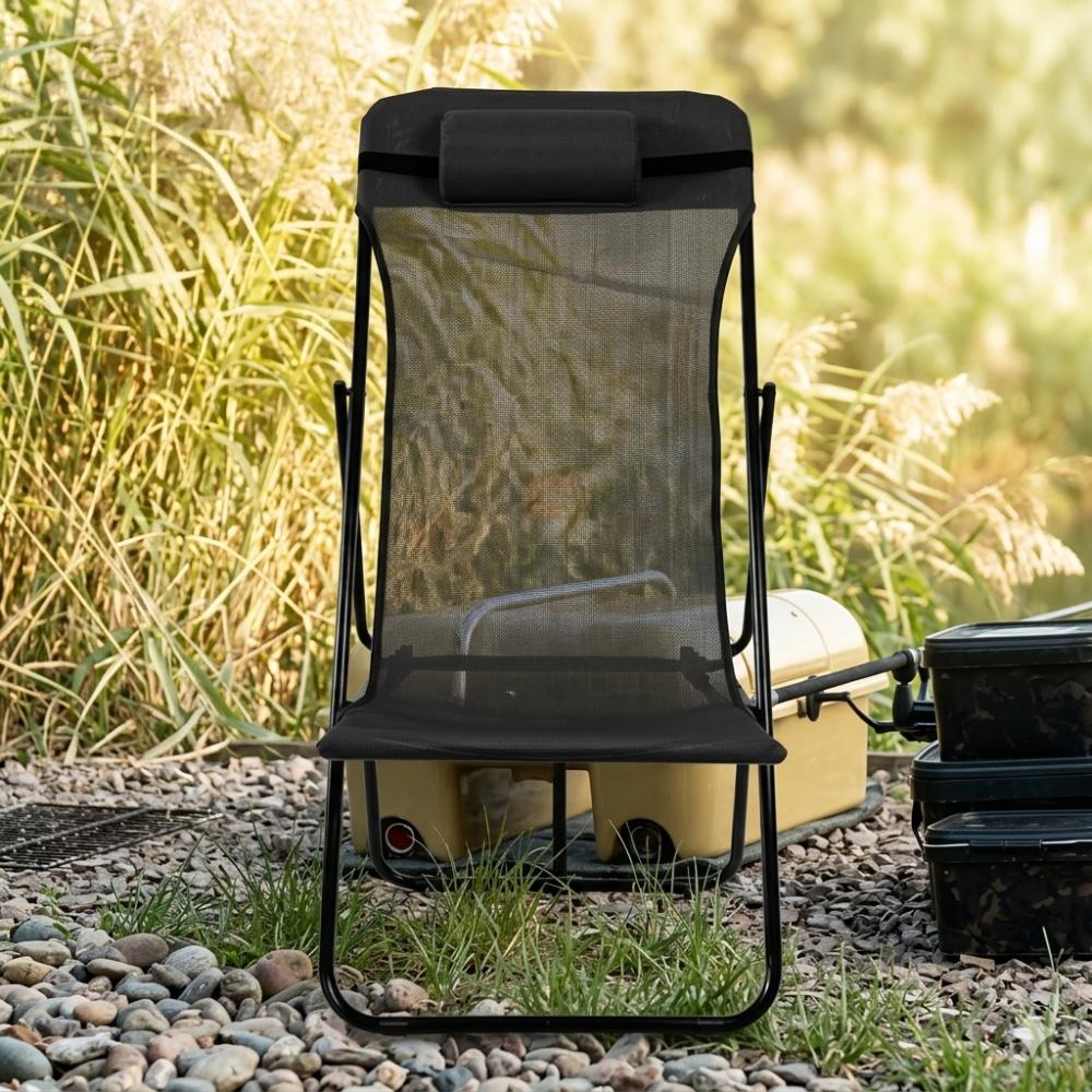 Silla Plegable Reclinable Zambia, Negro, Con tres Posiciones